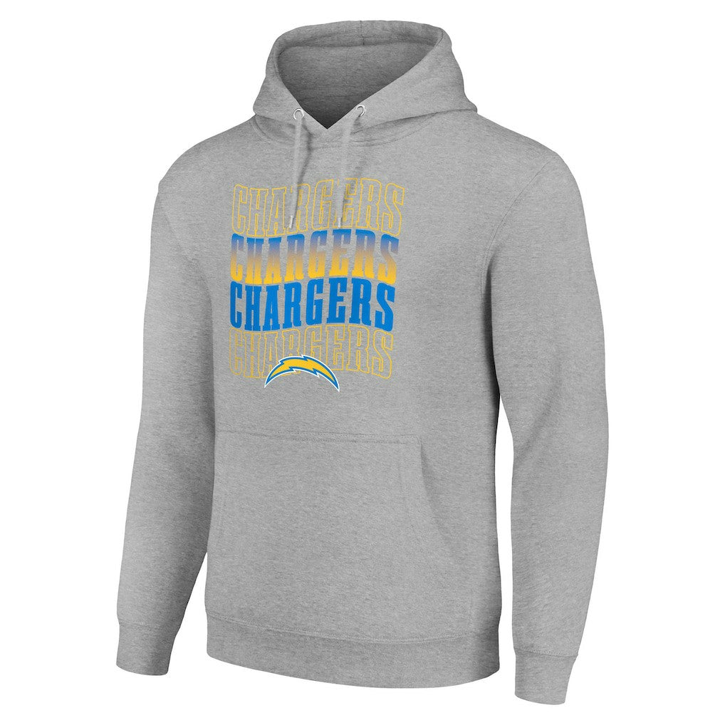 Los Angeles Chargers Starter Four Team Name Logo Fleece Pullover Hoodie Heather Gray | NFL
