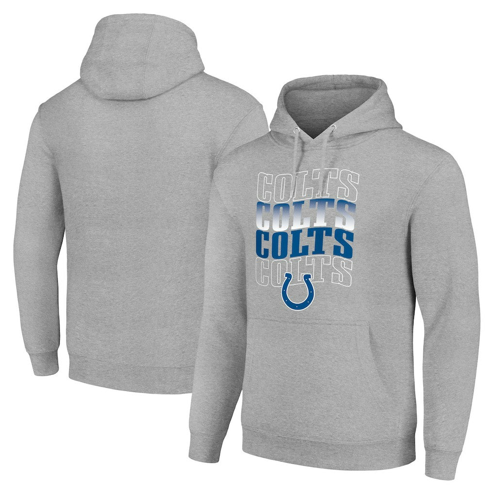Indianapolis Colts Starter Four Team Name Logo Fleece Pullover Hoodie Heather Gray | NFL