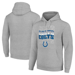 Indianapolis Colts Starter Four Team Name Logo Fleece Pullover Hoodie Heather Gray | NFL