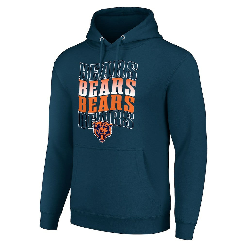 Chicago Bears Starter Four Team Name Logo Fleece Pullover Hoodie Navy | NFL