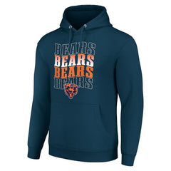 Chicago Bears Starter Four Team Name Logo Fleece Pullover Hoodie Navy | NFL