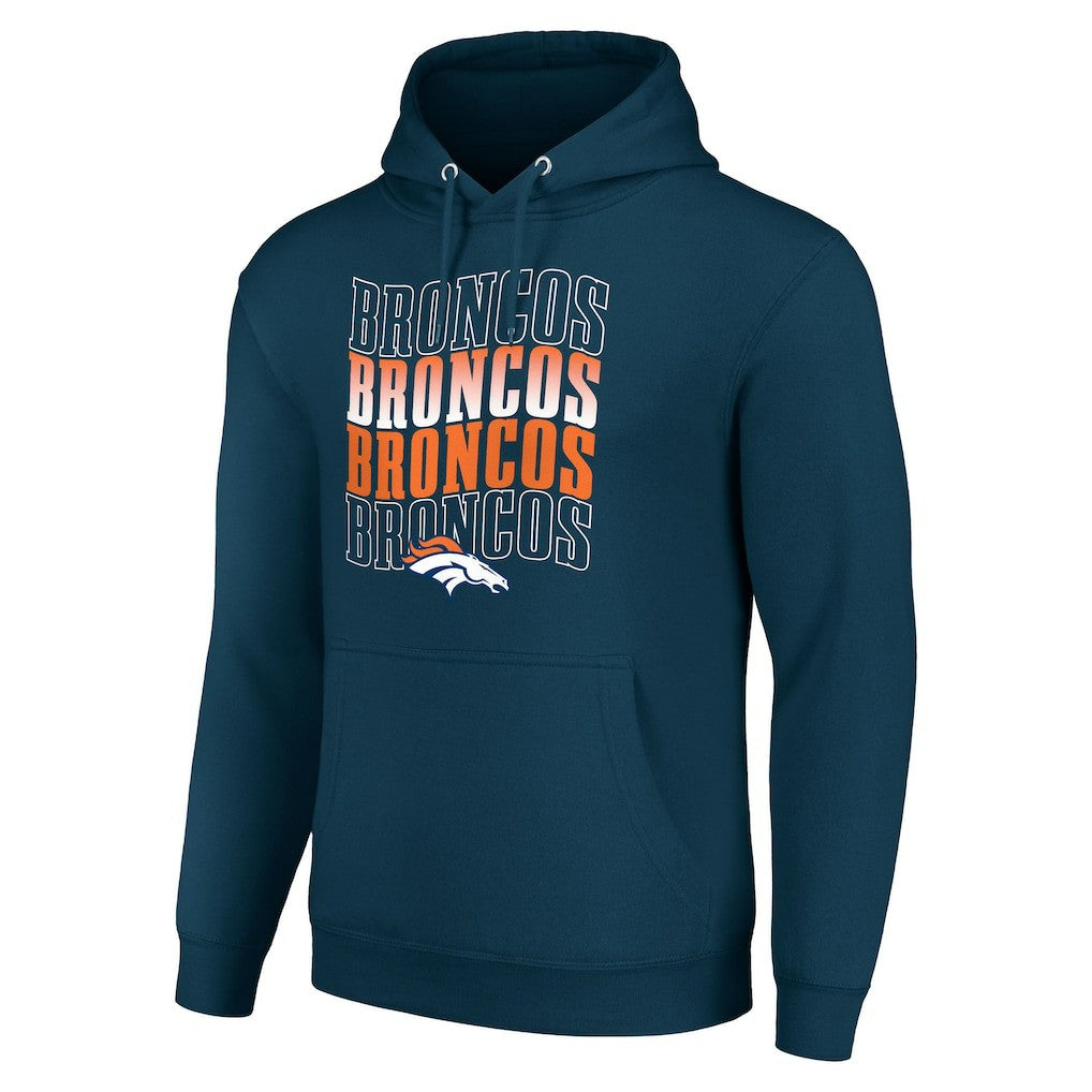 Denver Broncos Starter Four Team Name Logo Fleece Pullover Hoodie Navy | NFL