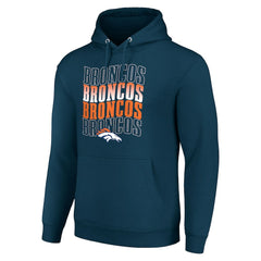 Denver Broncos Starter Four Team Name Logo Fleece Pullover Hoodie Navy | NFL
