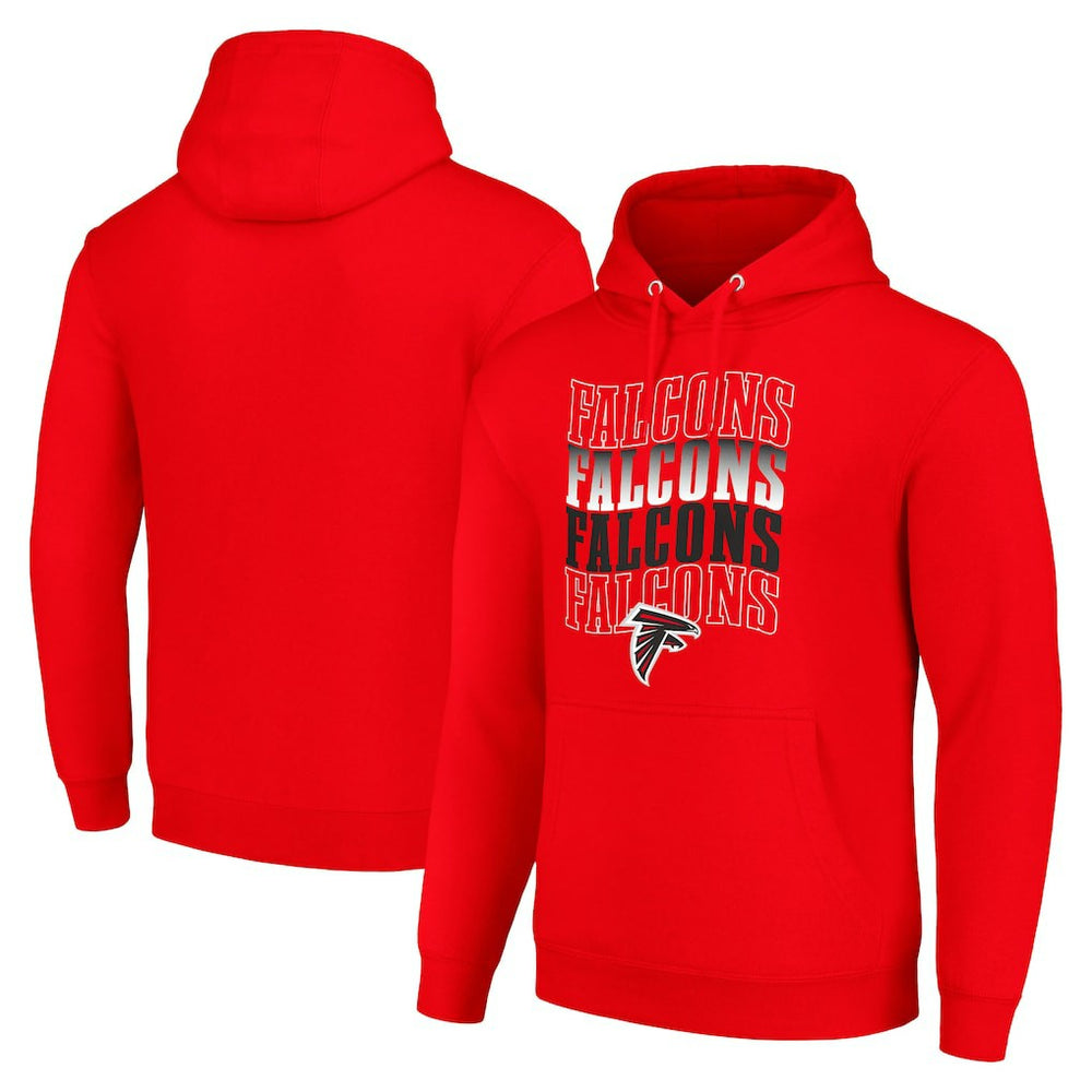 Atlanta Falcons Starter Four Team Name Logo Fleece Pullover Hoodie Red | NFL