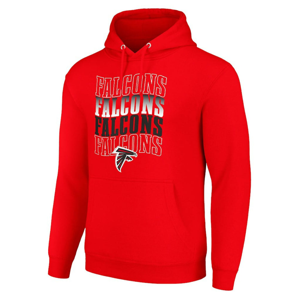 Atlanta Falcons Starter Four Team Name Logo Fleece Pullover Hoodie Red | NFL