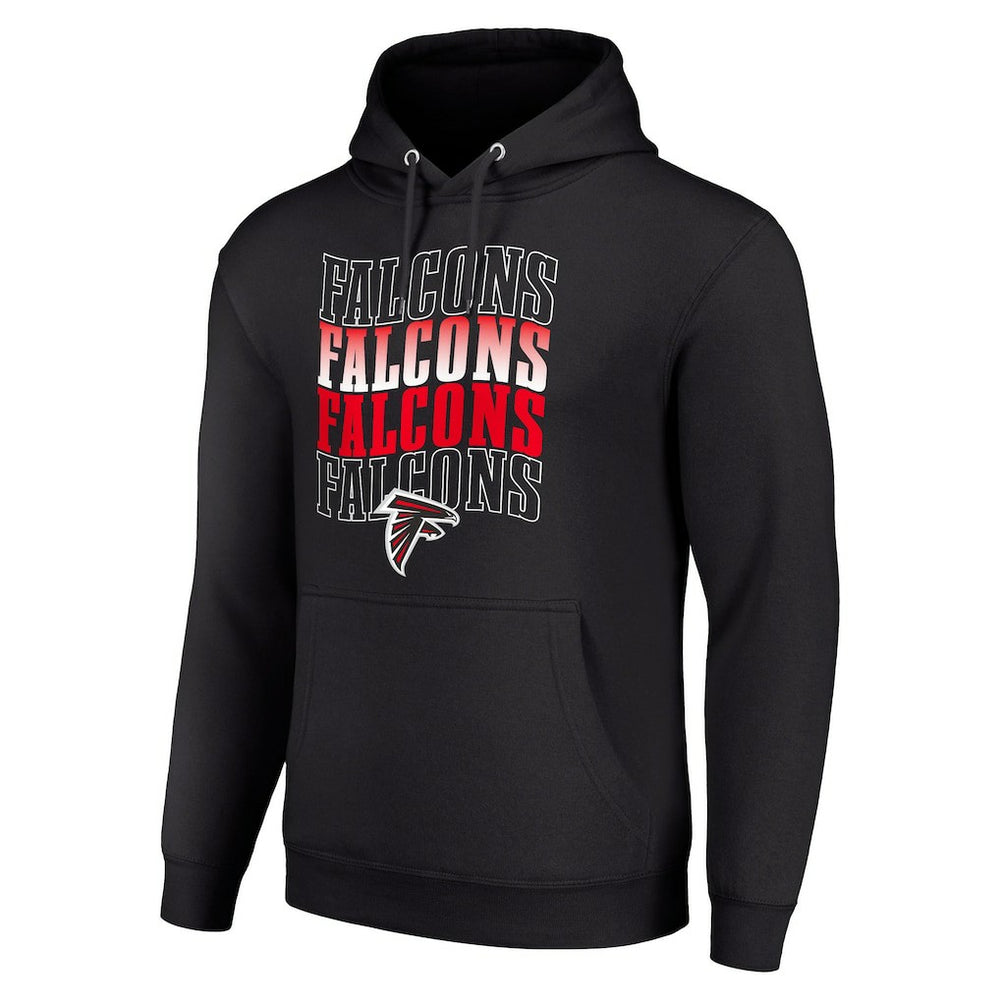 Atlanta Falcons Starter Four Team Name Logo Fleece Pullover Hoodie Black | NFL