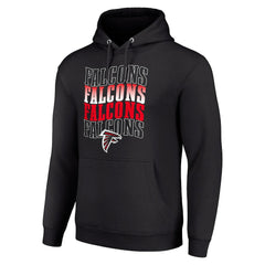 Atlanta Falcons Starter Four Team Name Logo Fleece Pullover Hoodie Black | NFL