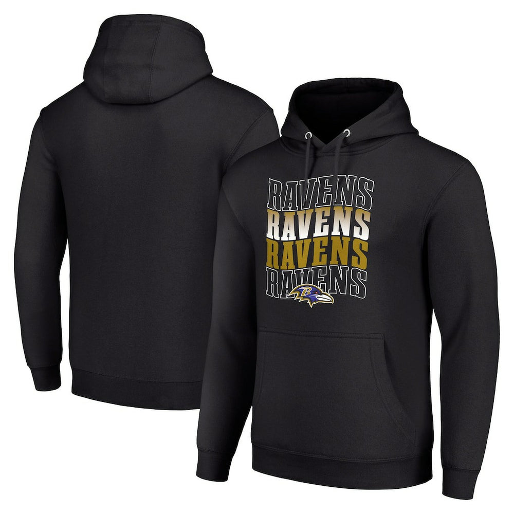 Baltimore Ravens Starter Four Team Name Logo Fleece Pullover Hoodie Black | NFL