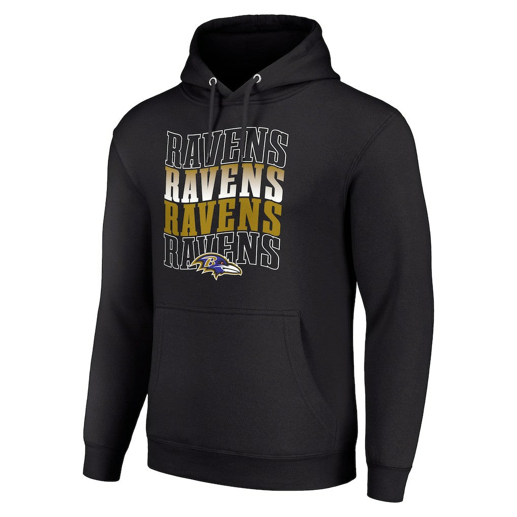 Baltimore Ravens Starter Four Team Name Logo Fleece Pullover Hoodie Black | NFL