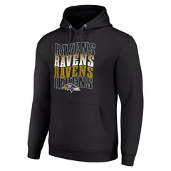 Baltimore Ravens Starter Four Team Name Logo Fleece Pullover Hoodie Black | NFL