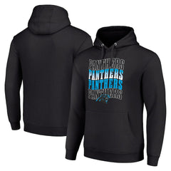 Carolina Panthers Starter Four Team Name Logo Fleece Pullover Hoodie Black | NFL