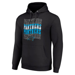 Carolina Panthers Starter Four Team Name Logo Fleece Pullover Hoodie Black | NFL