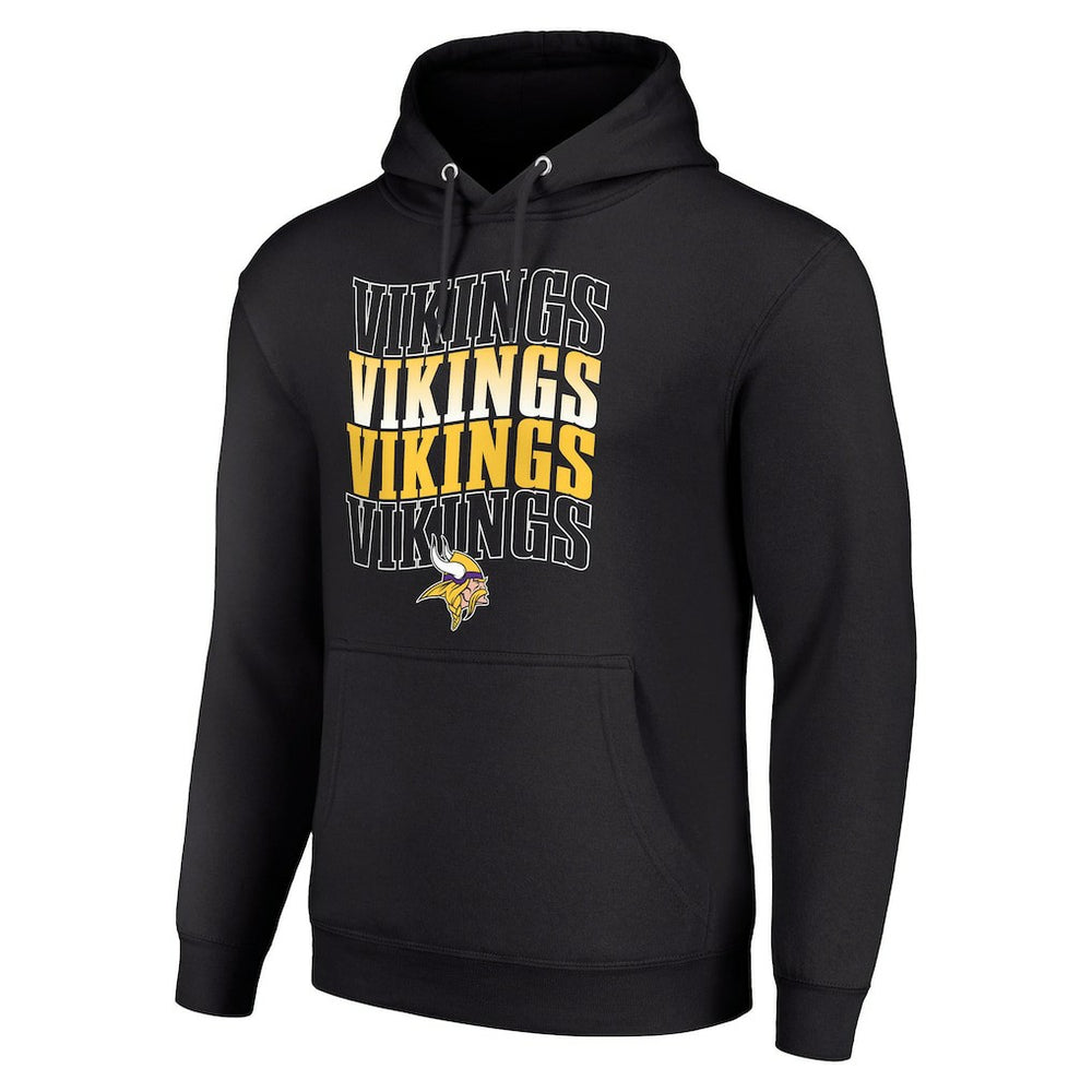 Minnesota Vikings Starter Four Team Name Logo Fleece Pullover Hoodie Black | NFL