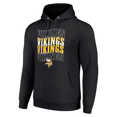 Minnesota Vikings Starter Four Team Name Logo Fleece Pullover Hoodie Black | NFL