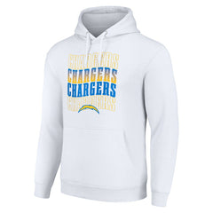 Los Angeles Chargers Starter Four Team Name Logo Fleece Pullover Hoodie White | NFL