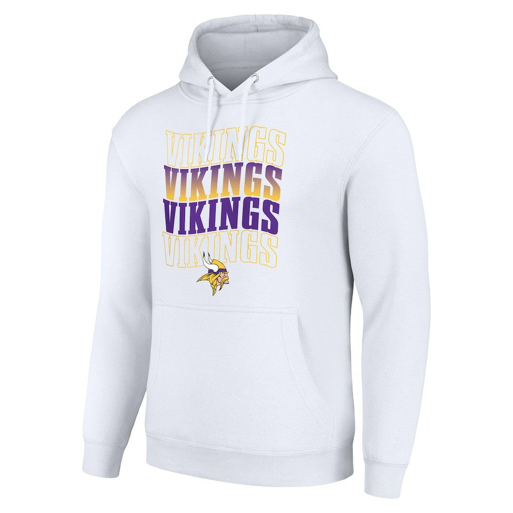 Minnesota Vikings Starter Four Team Name Logo Fleece Pullover Hoodie White | NFL