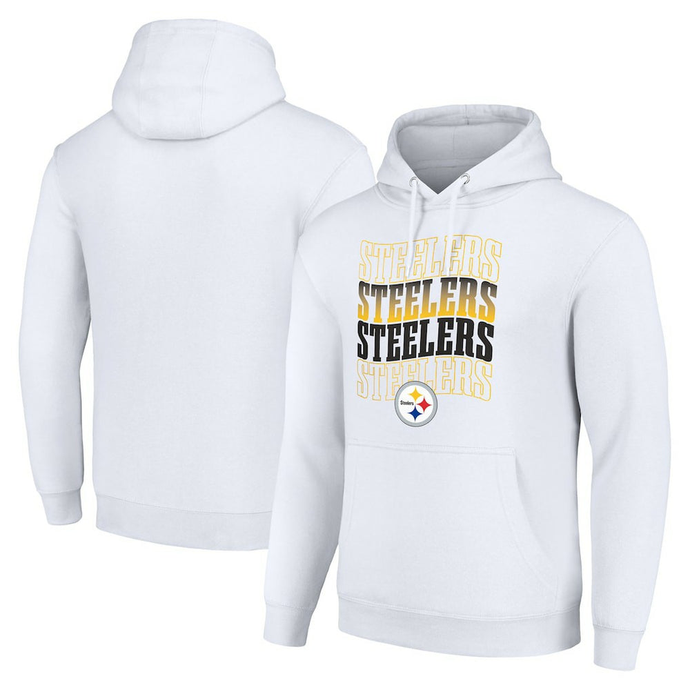 Pittsburgh Steelers Starter Four Team Name Logo Fleece Pullover Hoodie White | NFL