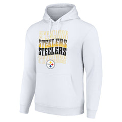 Pittsburgh Steelers Starter Four Team Name Logo Fleece Pullover Hoodie White | NFL