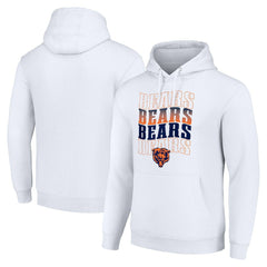 Chicago Bears Starter Four Team Name Logo Fleece Pullover Hoodie White | NFL