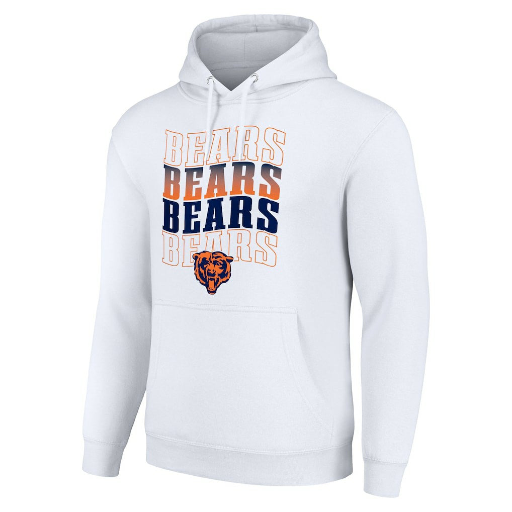 Chicago Bears Starter Four Team Name Logo Fleece Pullover Hoodie White | NFL