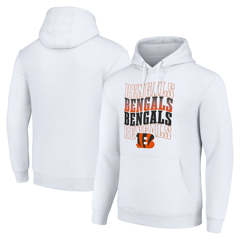 Cincinnati Bengals Starter Four Team Name Logo Fleece Pullover Hoodie White | NFL