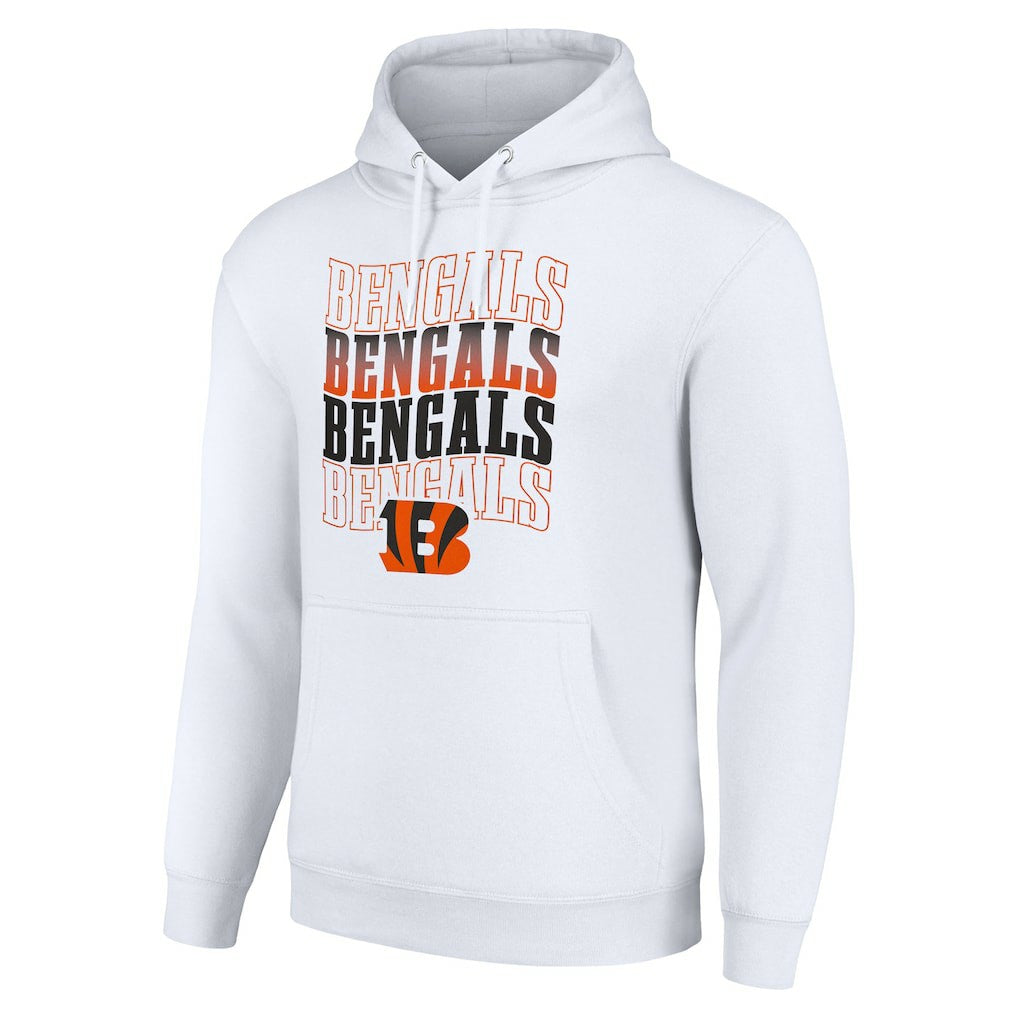Cincinnati Bengals Starter Four Team Name Logo Fleece Pullover Hoodie White | NFL