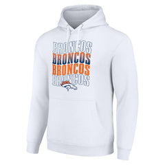 Denver Broncos Starter Four Team Name Logo Fleece Pullover Hoodie White | NFL