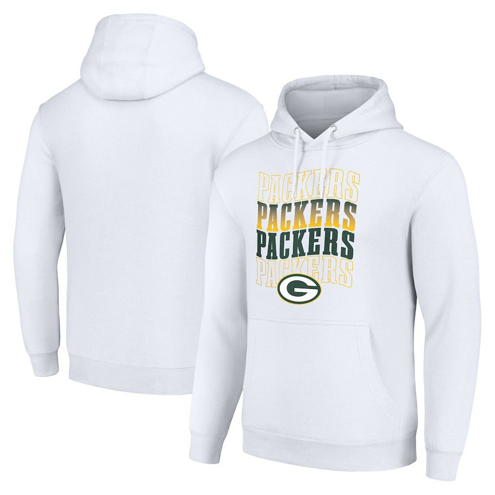 Green Bay Packers Starter Four Team Name Logo Fleece Pullover Hoodie White | NFL
