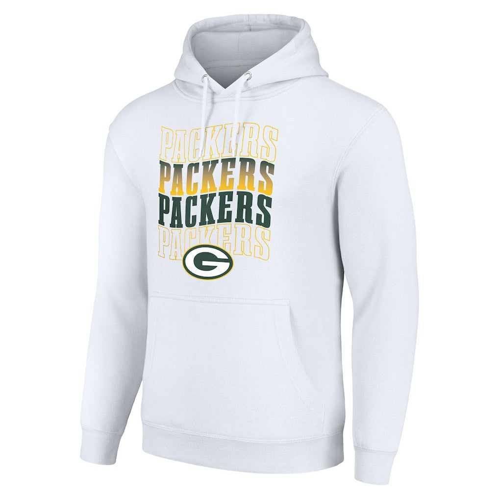 Green Bay Packers Starter Four Team Name Logo Fleece Pullover Hoodie White | NFL