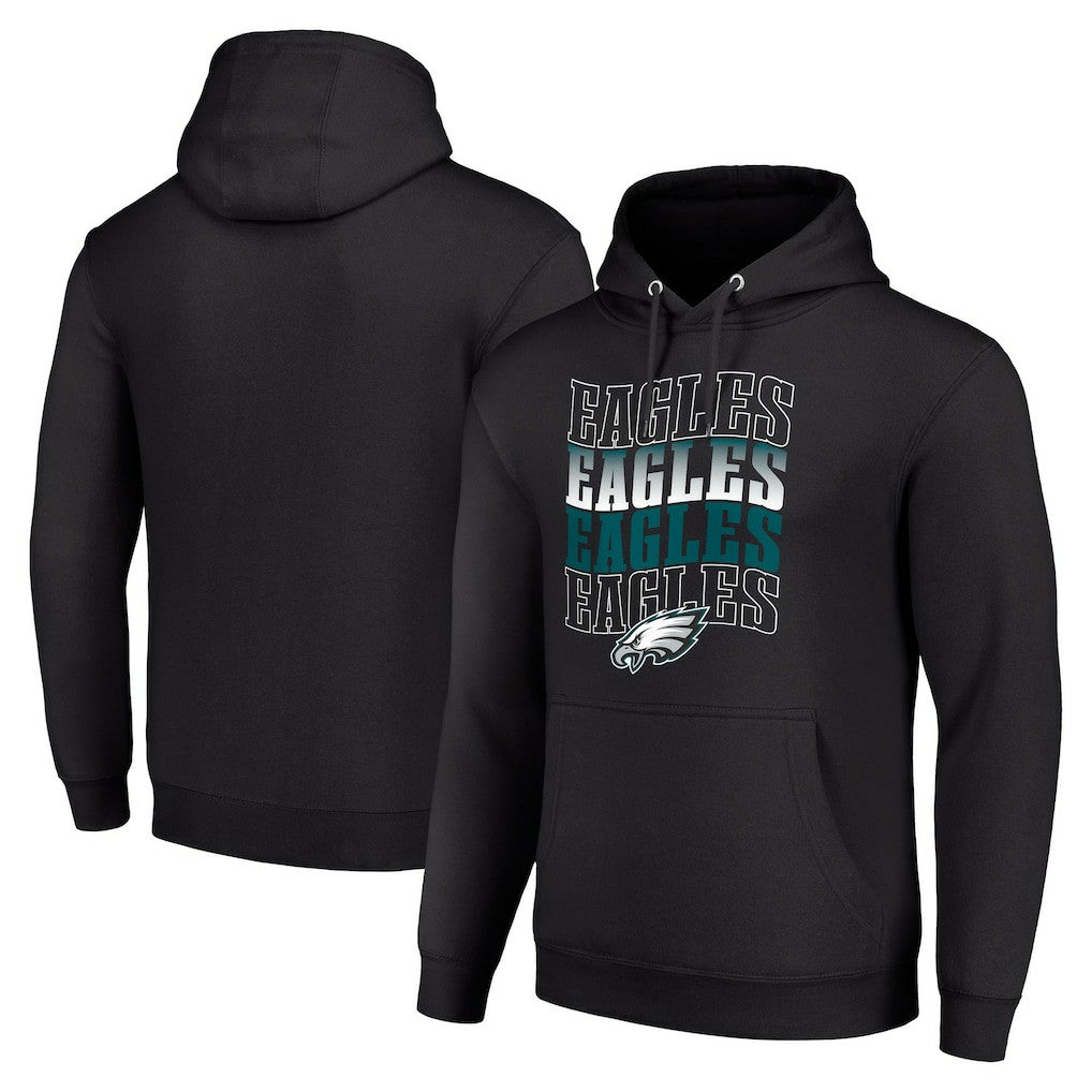 Philadelphia Eagles Starter Four Team Name Logo Fleece Pullover Hoodie Black | NFL