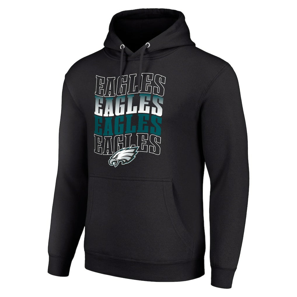 Philadelphia Eagles Starter Four Team Name Logo Fleece Pullover Hoodie Black | NFL