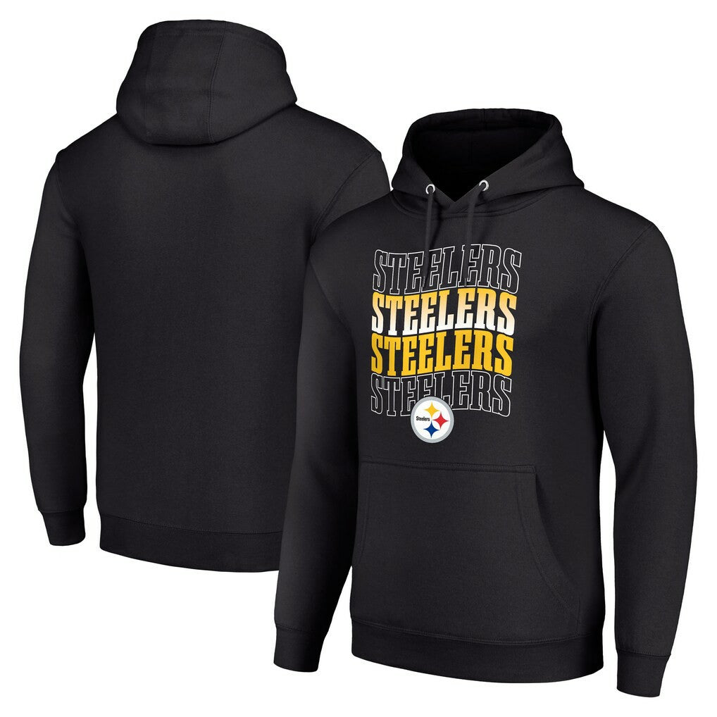 Pittsburgh Steelers Starter Four Team Name Logo Fleece Pullover Hoodie Black | NFL