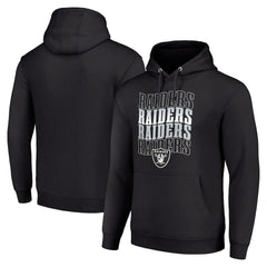 Las Vegas Raiders Starter Four Team Name Logo Fleece Pullover Hoodie Black | NFL