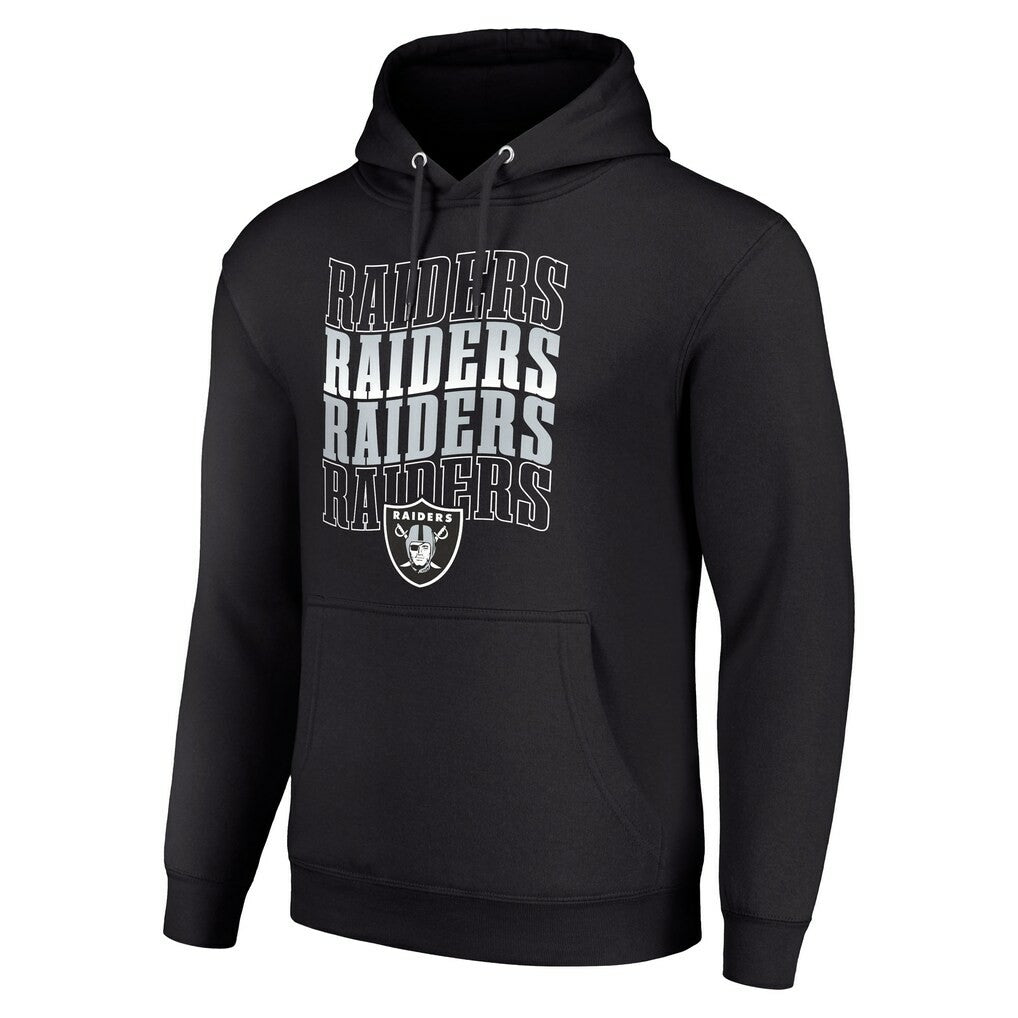 Las Vegas Raiders Starter Four Team Name Logo Fleece Pullover Hoodie Black | NFL