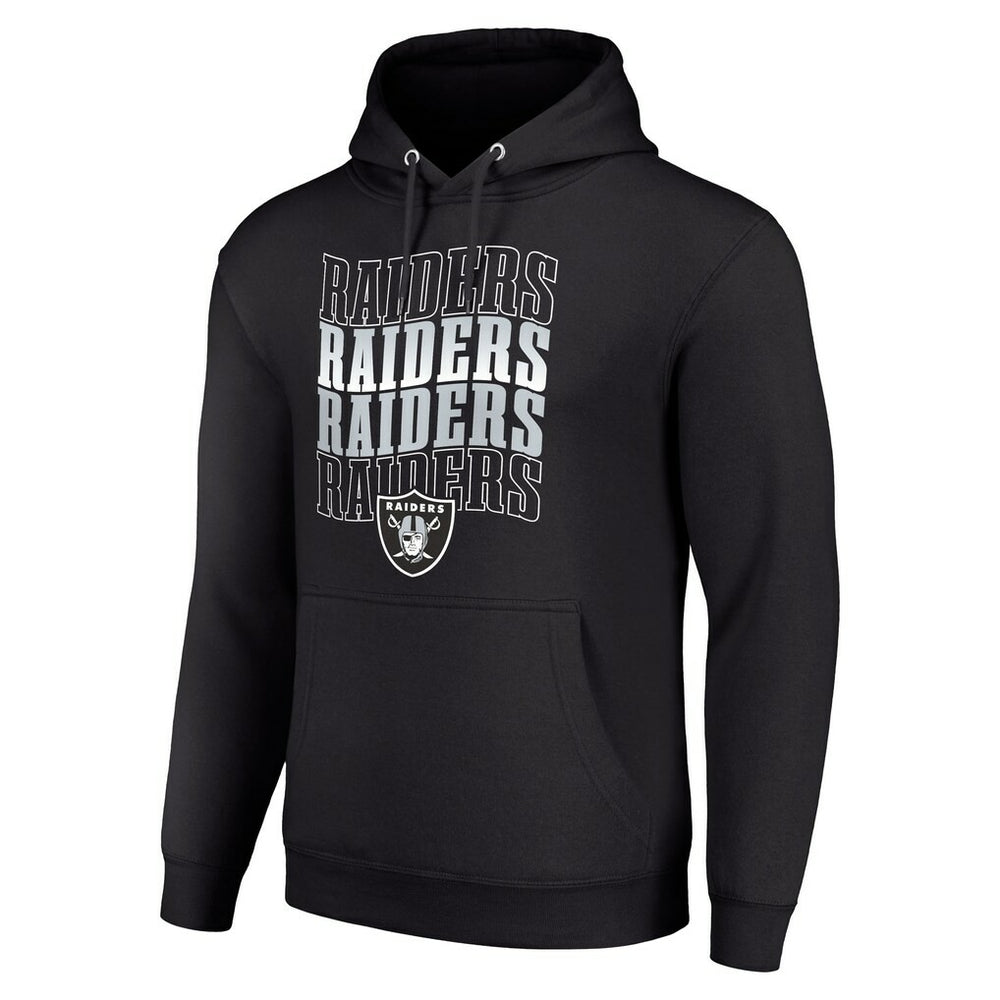 Las Vegas Raiders Starter Four Team Name Logo Fleece Pullover Hoodie Black | NFL