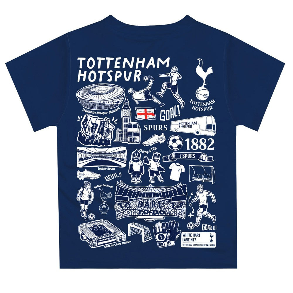 Tottenham Hotspur Vive La Fete Youth Impressions Artwork T-Shirt Navy - FIFA World CUP