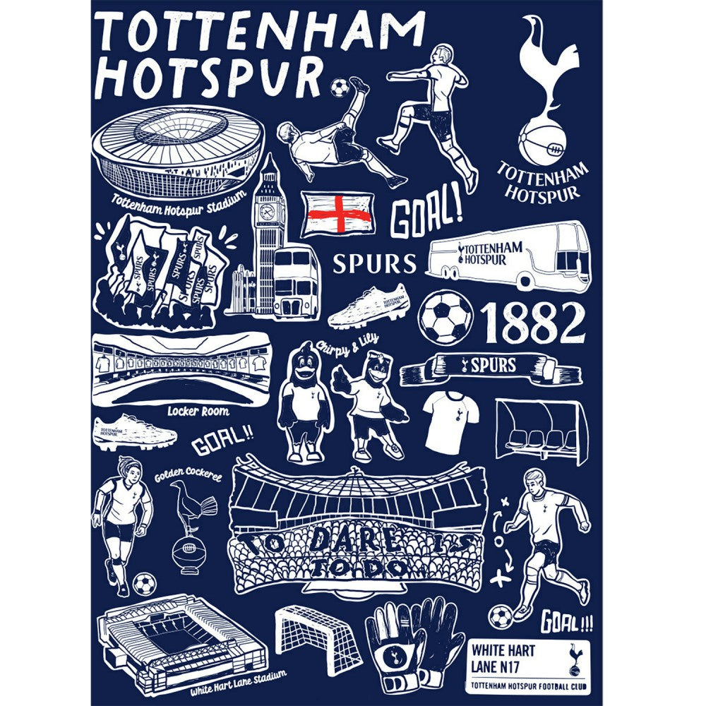 Tottenham Hotspur Vive La Fete Youth Impressions Artwork T-Shirt Navy - FIFA World CUP