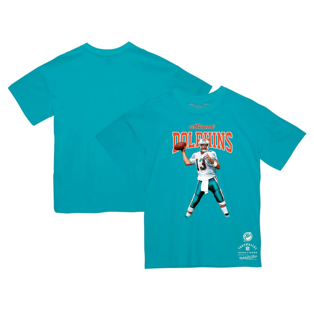 Dan Marino Miami Dolphins Sideline Retired Player T-Shirt Aqua | Mitchell & Ness