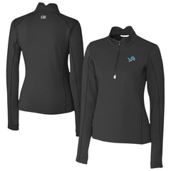 Detroit Lions Cutter & Buck Women's Traverse Stretch Quarter-Zip Pullover Top Black | NFL