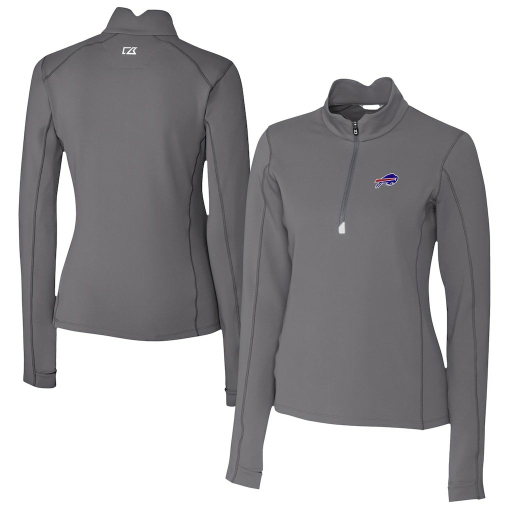 Buffalo Bills Cutter & Buck Women's Traverse Stretch Quarter-Zip Pullover Top Gray | NFL