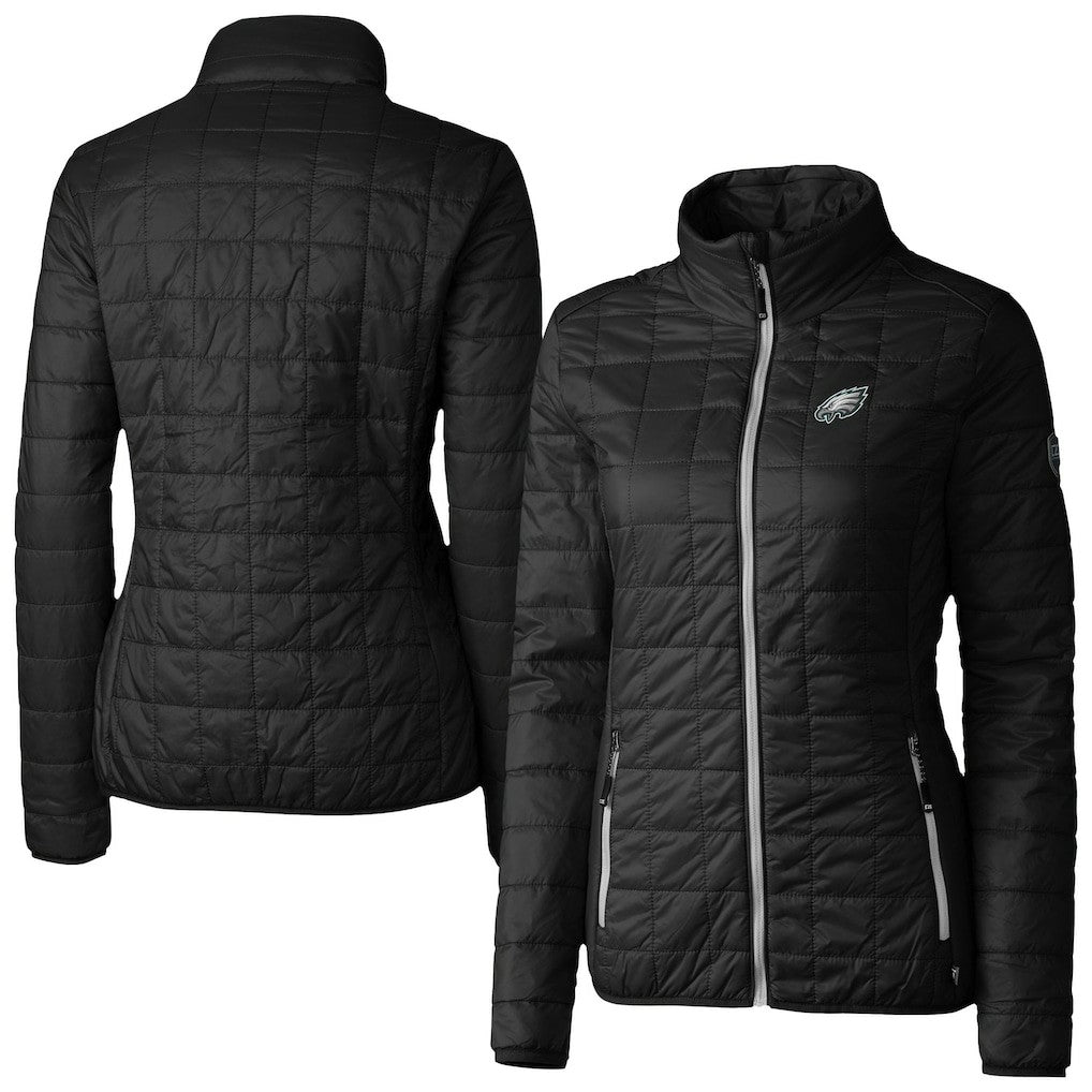 Philadelphia Eagles Cutter & Buck Women's Rainier PrimaLoft Eco Insulated Full-Zip Puffer Jacket Black | NFL