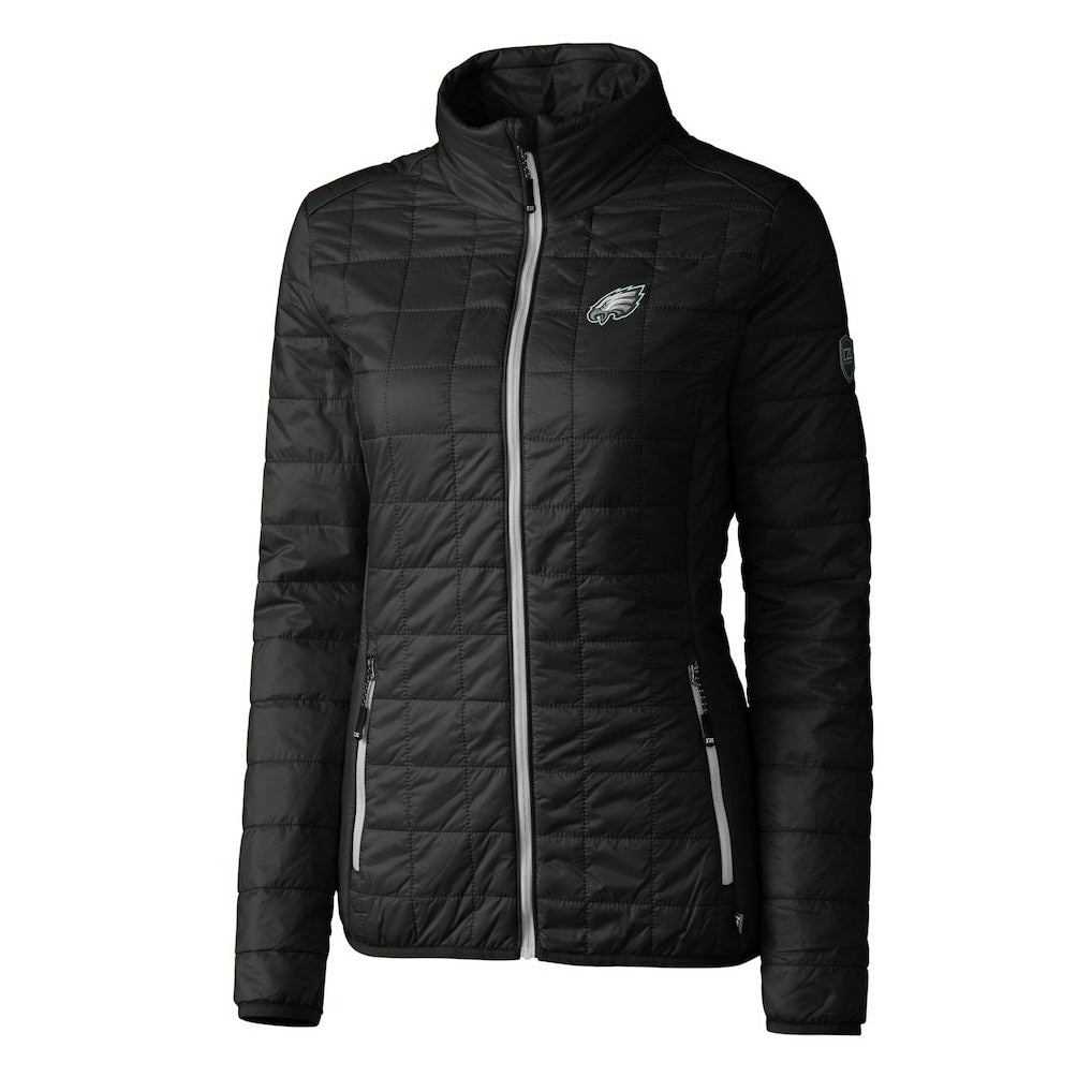 Philadelphia Eagles Cutter & Buck Women's Rainier PrimaLoft Eco Insulated Full-Zip Puffer Jacket Black | NFL