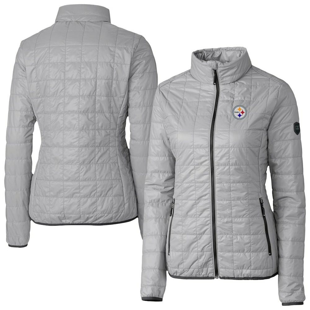 Pittsburgh Steelers Cutter & Buck Women's Rainier PrimaLoft Eco Insulated Full-Zip Puffer Jacket Gray | NFL