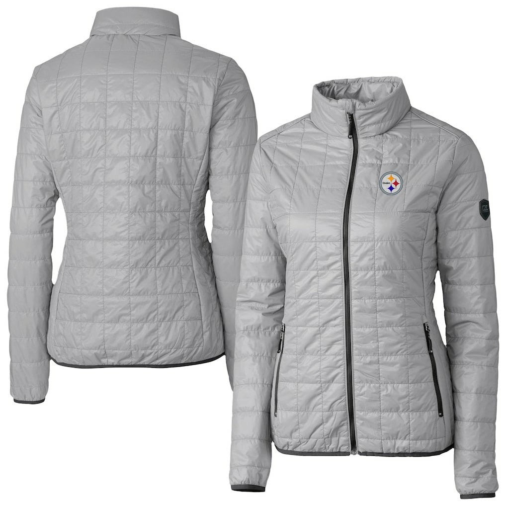 Pittsburgh Steelers Cutter & Buck Women's Rainier PrimaLoft Eco Insulated Full-Zip Puffer Jacket Gray | NFL