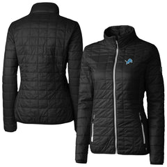 Detroit Lions Cutter & Buck Women's Rainier PrimaLoft Eco Insulated Full-Zip Puffer Jacket Black | NFL