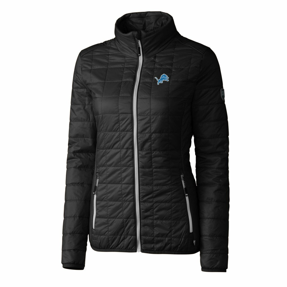 Detroit Lions Cutter & Buck Women's Rainier PrimaLoft Eco Insulated Full-Zip Puffer Jacket Black | NFL