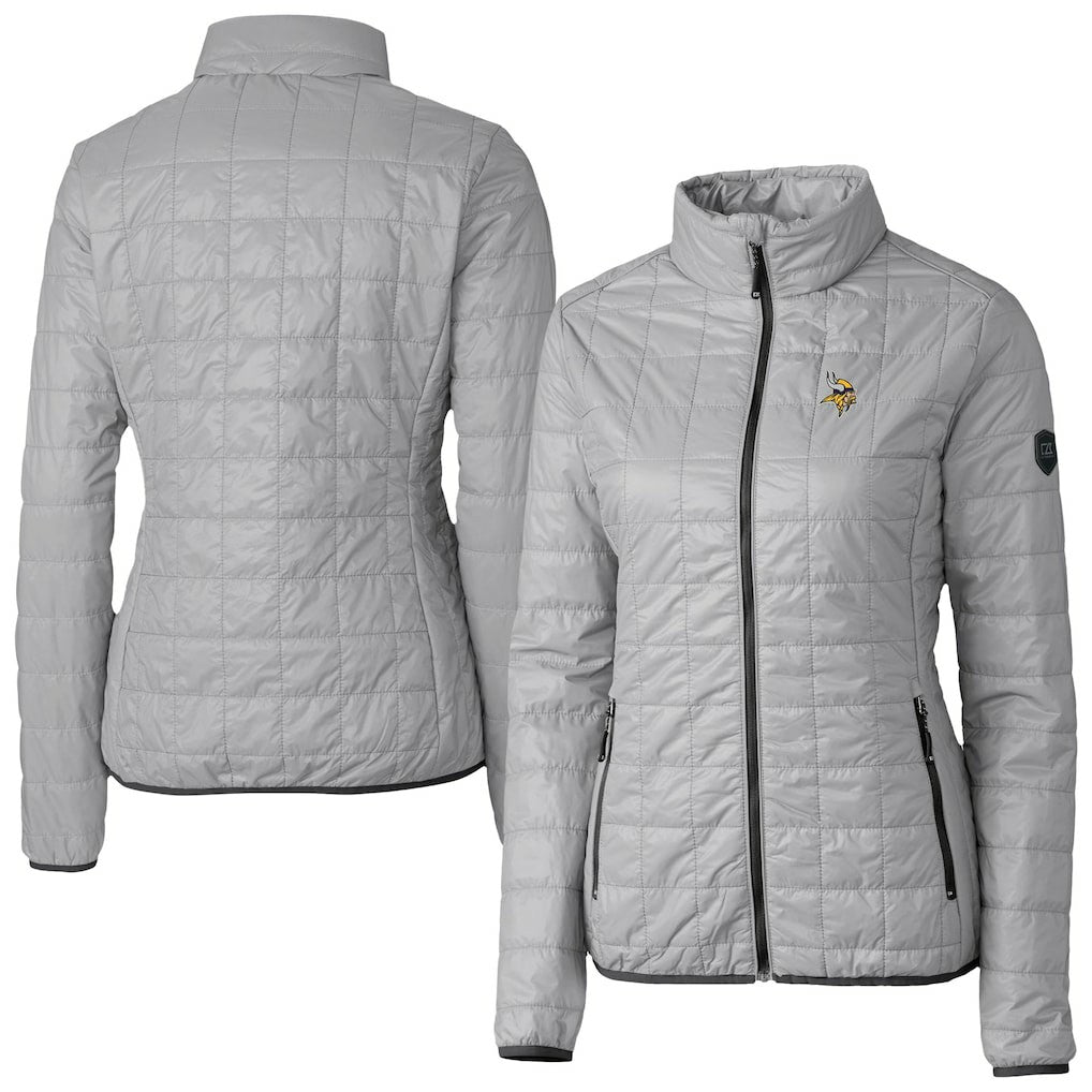 Minnesota Vikings Cutter & Buck Women's Rainier PrimaLoft Eco Insulated Full-Zip Puffer Jacket Gray | NFL