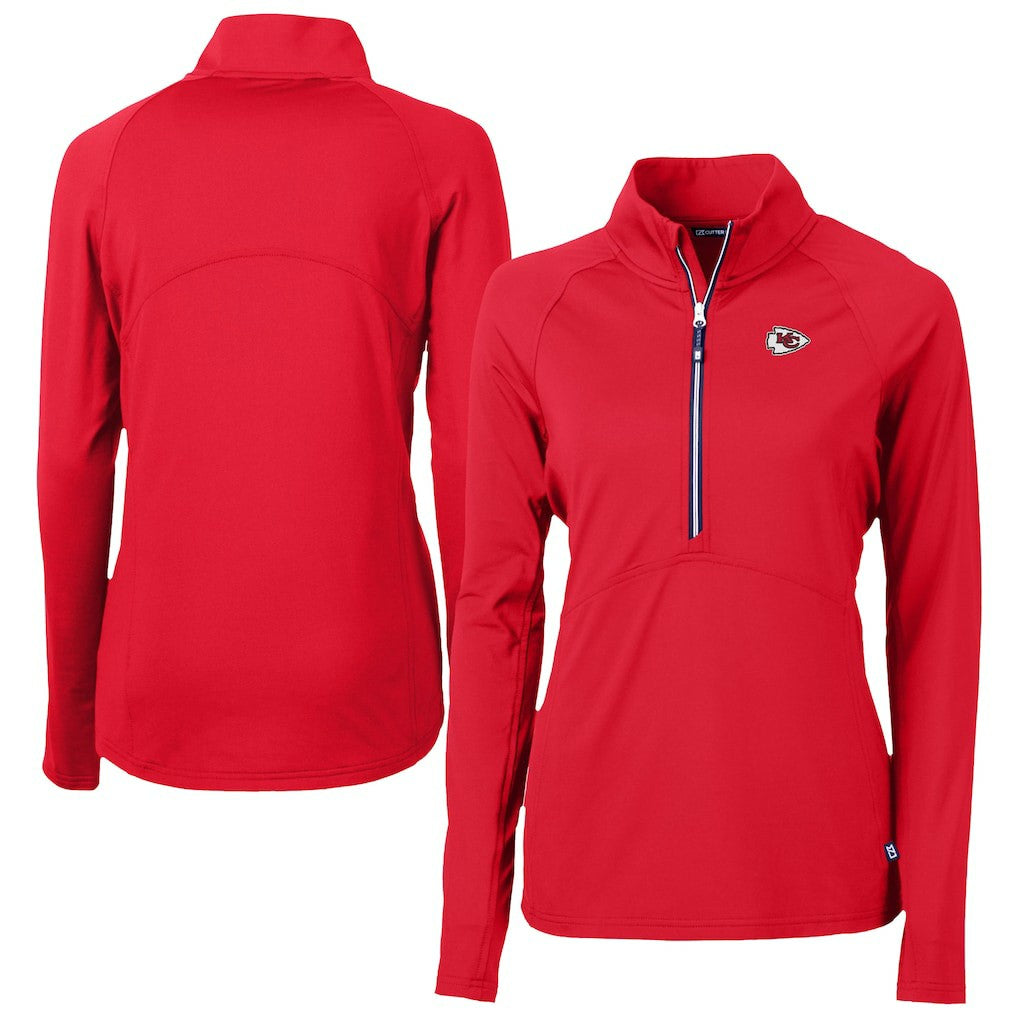 Kansas City Chiefs Cutter & Buck Women's Adapt Eco Knit Stretch Recycled Half-Zip Pullover Top Red | NFL