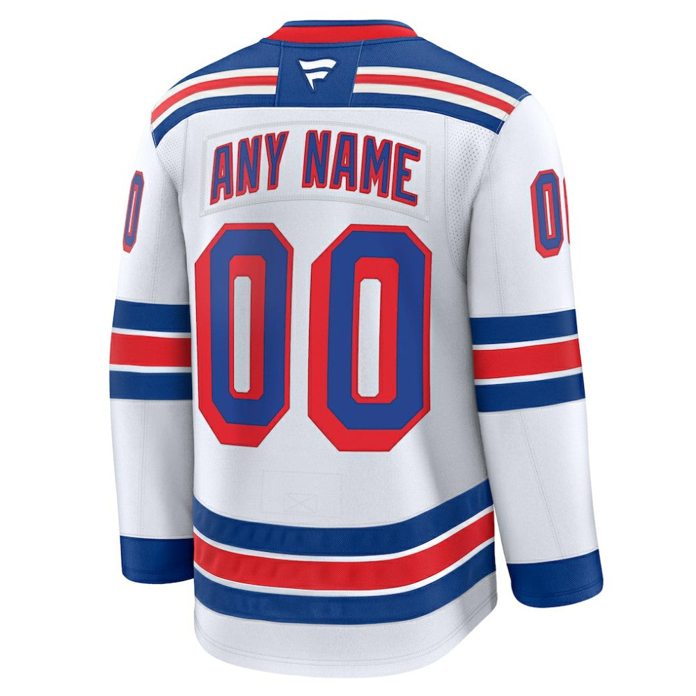 New York Rangers Fanatics Away Premium Custom Jersey - White - NHL