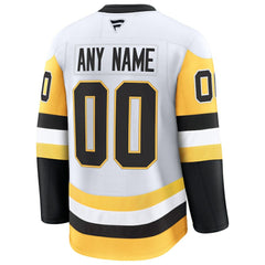 Pittsburgh Penguins Fanatics Away Premium Custom Jersey - White - NHL